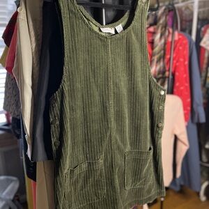 Corduroy Button Dress or Tunic - Olive Green